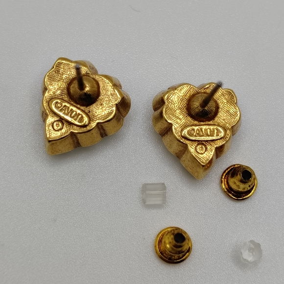 Avon Heart Crystal Vtg Earrings - Picture 4 of 5